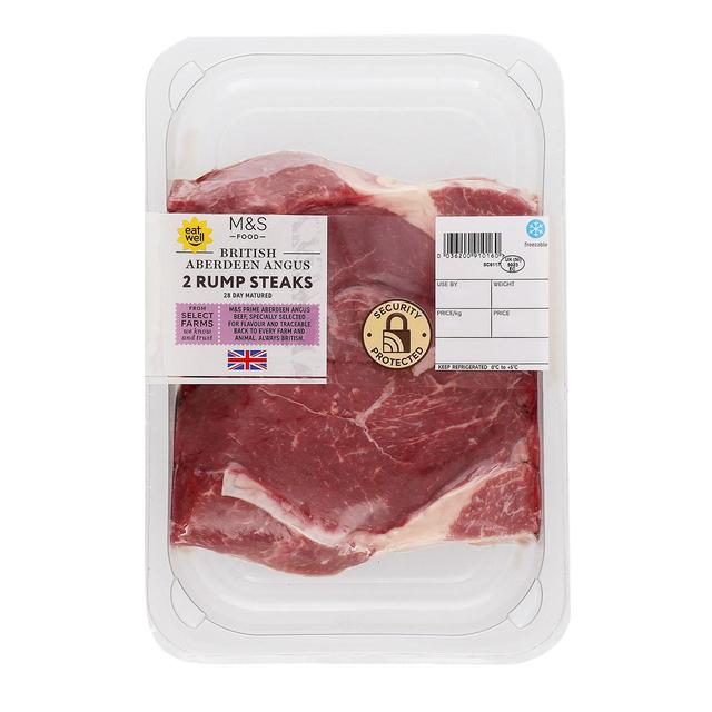 M & S Select Farms 2 Aberdeen Angus Rump Steaks, Typically: 460g