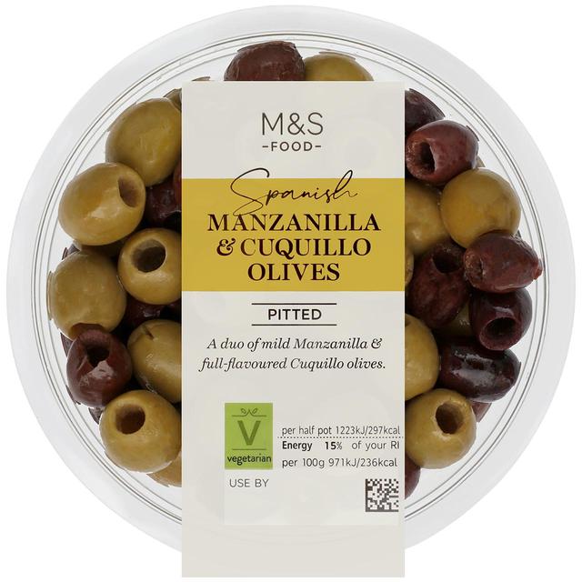 M & S Pitted Spanish Manzanilla & Cuquillo Olives, 260g