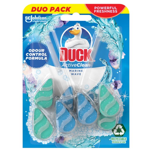 Duck Active Clean Toilet Rim Block Marine Duo Pack, 2 x 39g