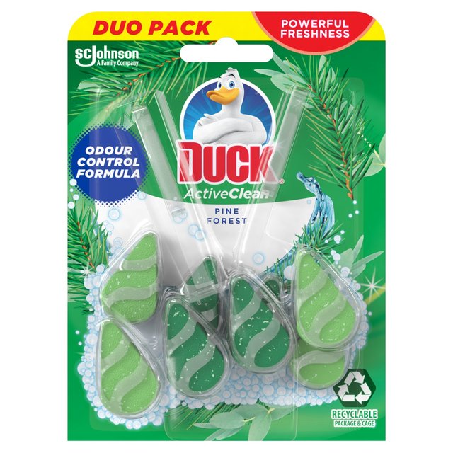 Duck Active Clean Toilet Rim Block Pine Duo Pack, 2 x 39g