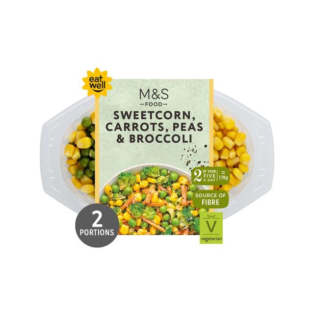 M & S Layered Peas, Carrots, Sweetcorn & Broccoli, 355g