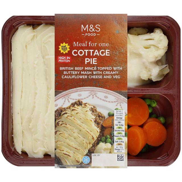 M & S Cottage Pie With Cauliflower Cheese, Carrots & Peas, 440g
