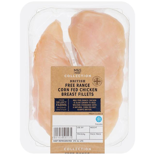 M & S Select Farms British Free Range 2 Chicken Breast Fillets, Typically: 295g