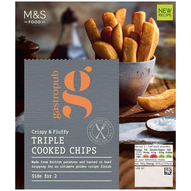 M & S Gastropub Triple Cooked Chips in Beef Dripping Side, 450g