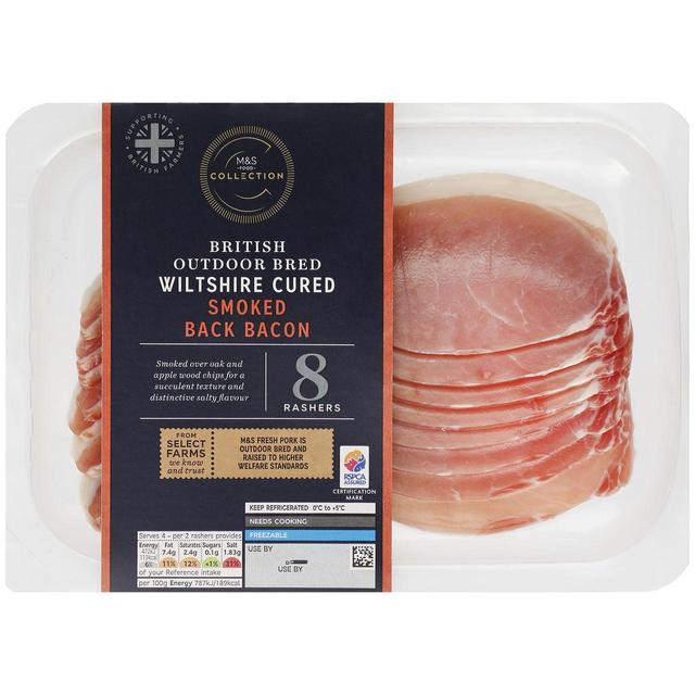 M & S Select Farms British Wiltshire Outdoor Bred Smoked Back Bacon, 240g