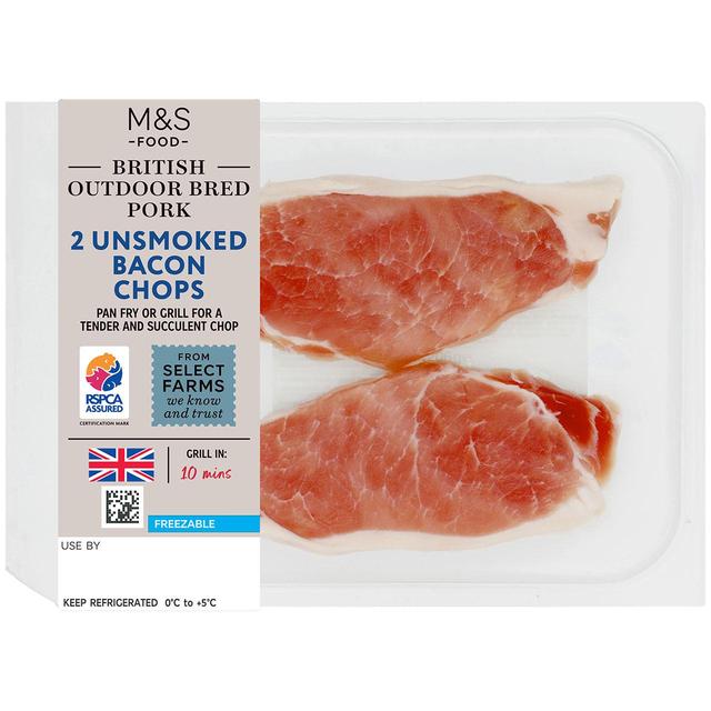 M & S Select Farms British Outdoor Bred 2 Unsmoked Bacon Chops, 206g