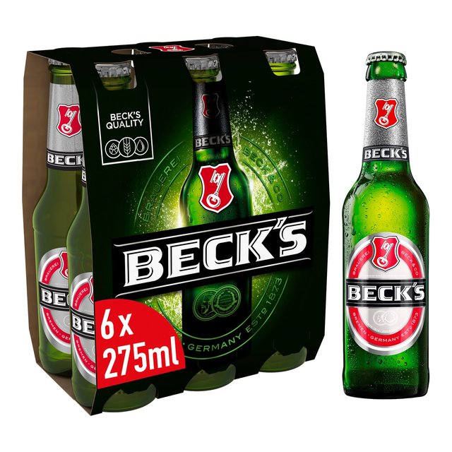 Beck’s German Pilsner Beer Bottles, 6 x 275ml