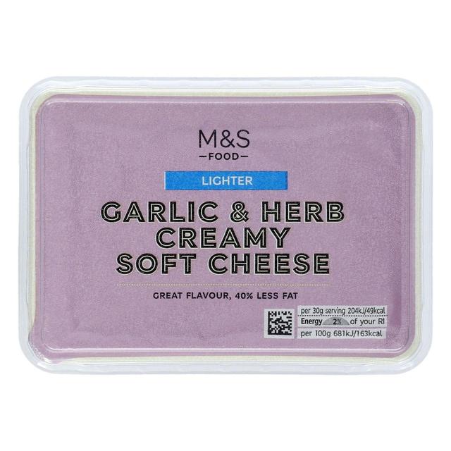 M & S Lighter Creamy Soft Cheese With Garlic & Herbs, 250g