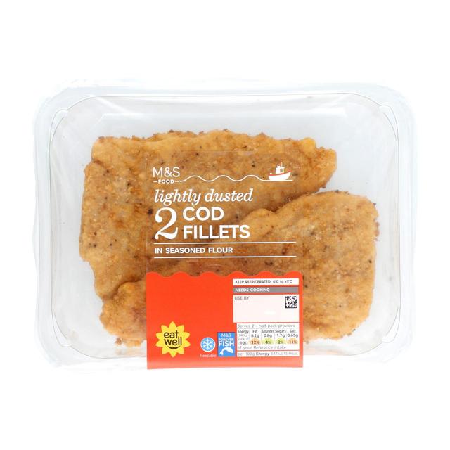 M & S 2 Lightly Dusted Cod Fillets, 260g