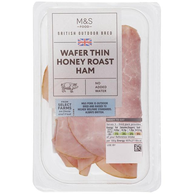 M & S British Honey Roast Ham Wafer Thin, 125g