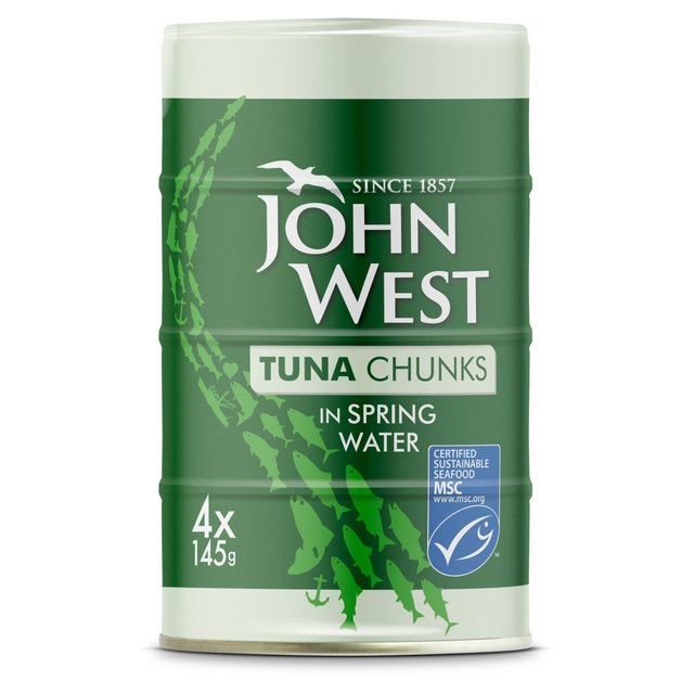 John West MSC Tuna Chunks In Spring Water, 4 x 145g