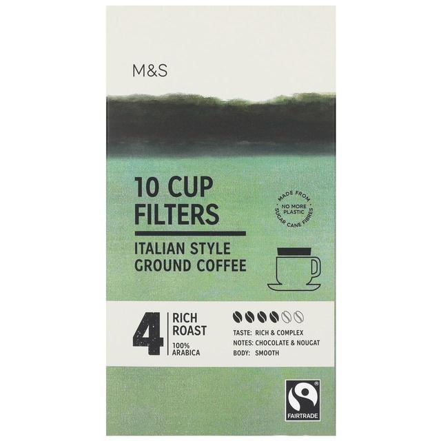 M & S Cup Filters Italian Style Coffee, 10 Per Pack