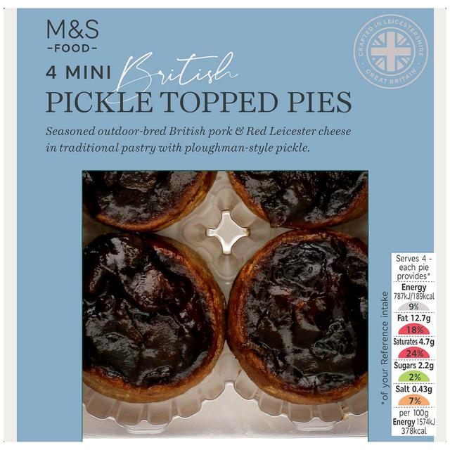M & S British 4 Mini Pork Pies With Ploughman’s Pickle, 200g