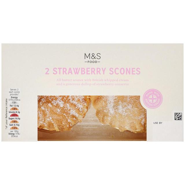 M & S 2 Strawberry Scones, 2 Per Pack