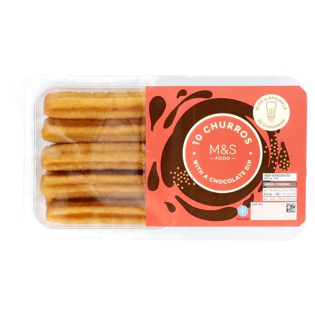 M & S Churros With Cinnamon & Chocolate Dip, 10 Per Pack