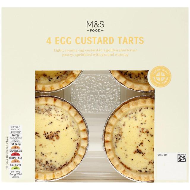 M & S Egg Custard Tarts, 4 Per Pack
