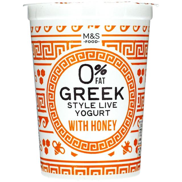 M & S Greek Style Live Yogurt With Honey 0% Fat, 450g