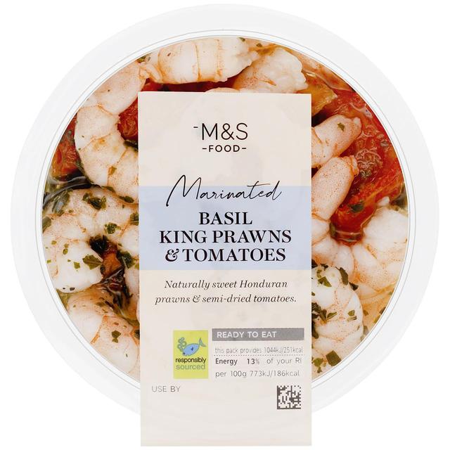 M & S Marinated King Prawns With Dried Tomatoes & Basil, 135g