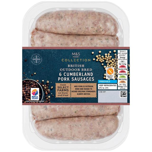 M & S Select Farms British 6 Cumberland Sausages, 400g