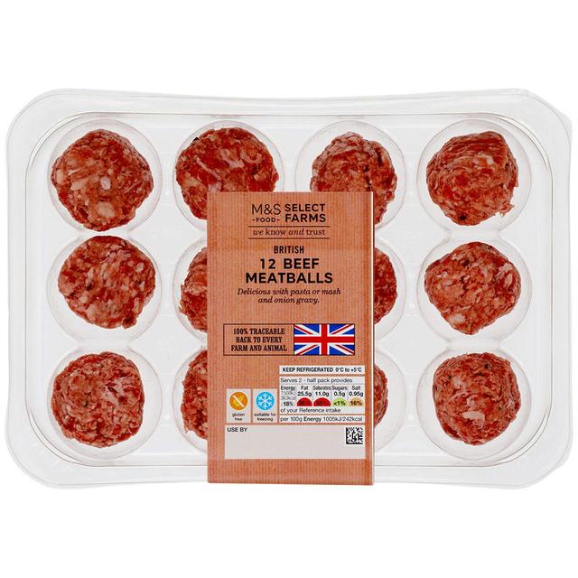 M & S Select Farms British 12 Beef Meatballs, 300g