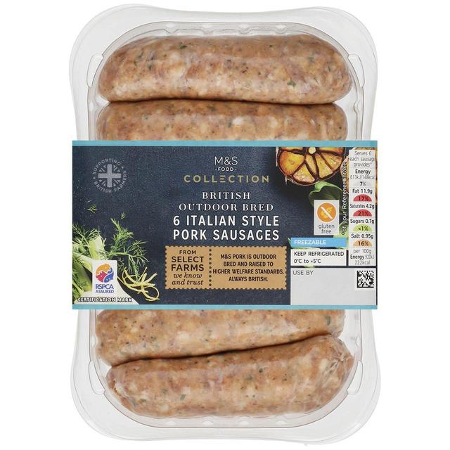 M & S Select Farms British 6 Italian Style Sausages, 400g