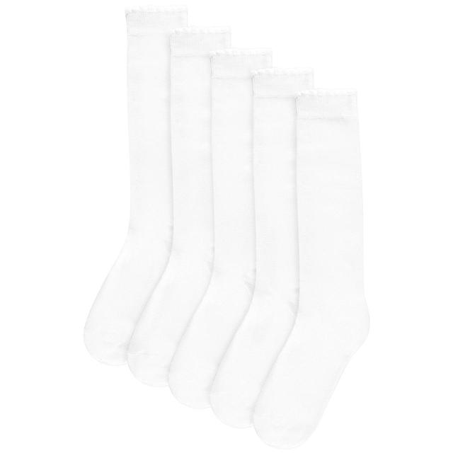 M & S Girls Knee High Socks, Size Shoe Size 12.5-3.5, White