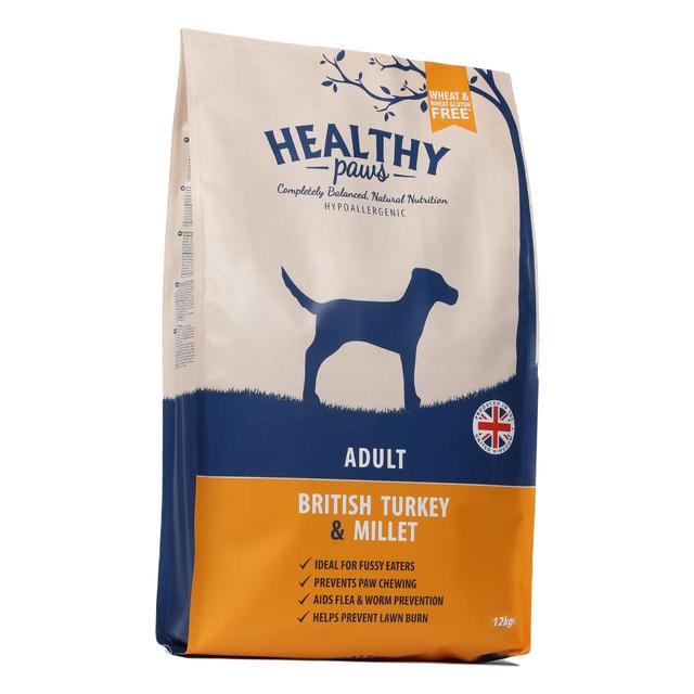 Healthy Paws British Turkey & Millet Adult Dog Food, 12kg