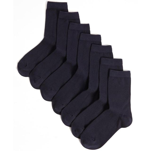 M & S Boys Ankle School Socks, Size Shoe Size 12.5-3.5, Navy