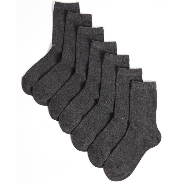 M & S Kids Ankle School Socks, Size Shoe Size 8.5-12, Grey Marl