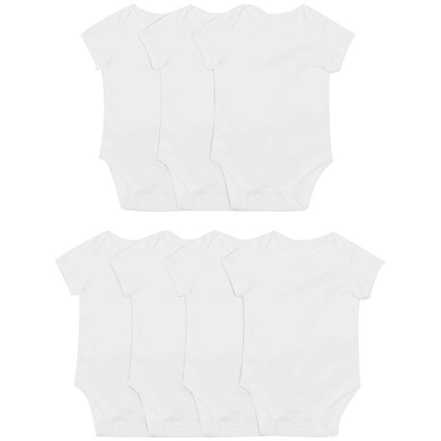 M & S Baby Cotton Short Sleeve Bodysuits, White, 0-3 Months