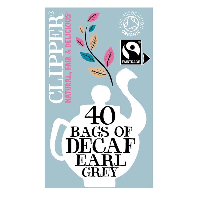 Clipper Organic & Fairtrade Decaffeinated Earl Grey Tea, 40 Per Pack