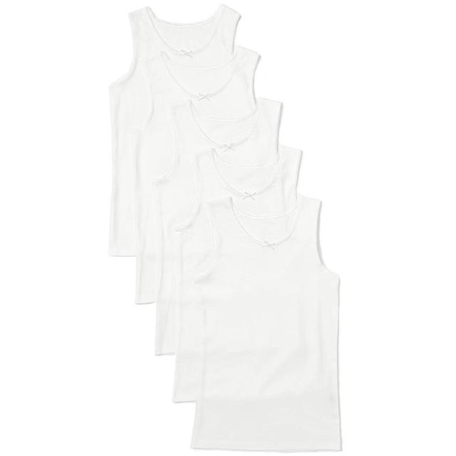 M & S Girls Pure Cotton Vests, 4-5 Years, White