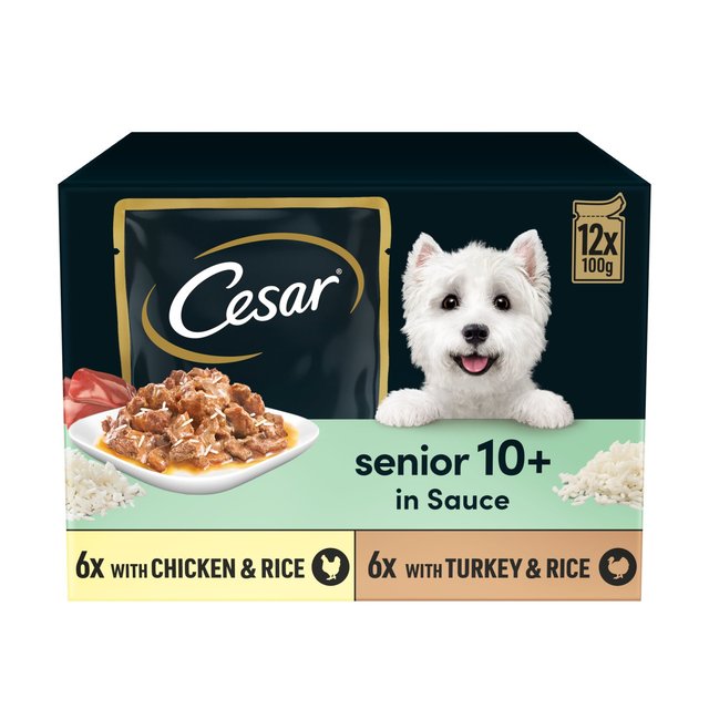 Cesar Senior Wet Dog Food Pouches Mixed Selection in Sauce, 12 x 100g