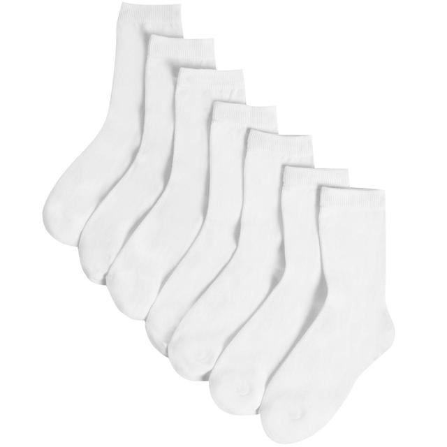 M&S Kids 7pk Ankle School Socks, White | Ocado