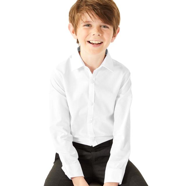 M&S Boys Slim Fit Easy to Iron Shirts, 7-8 Years, White | Ocado