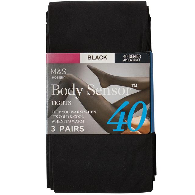 M & S Womens 40 Denier Body Sensor Tights, XL, Black, Size XL