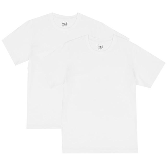 M&S Cotton T-Shirts, 2 Pack, 4-14 Years, White | Ocado