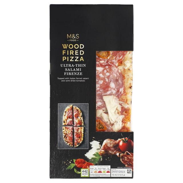 M & S Ultra Thin Wood Fired Pizza With Salami Firenze, 168g