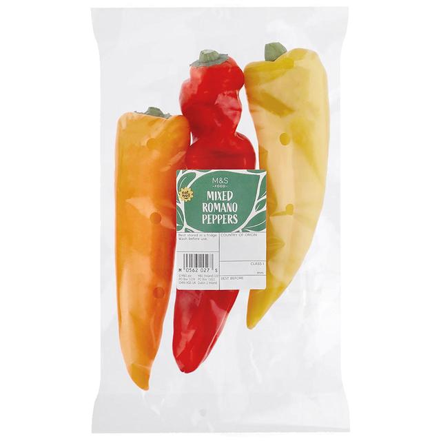 M & S Sweet Mixed Pointed Peppers, 3 Per Pack