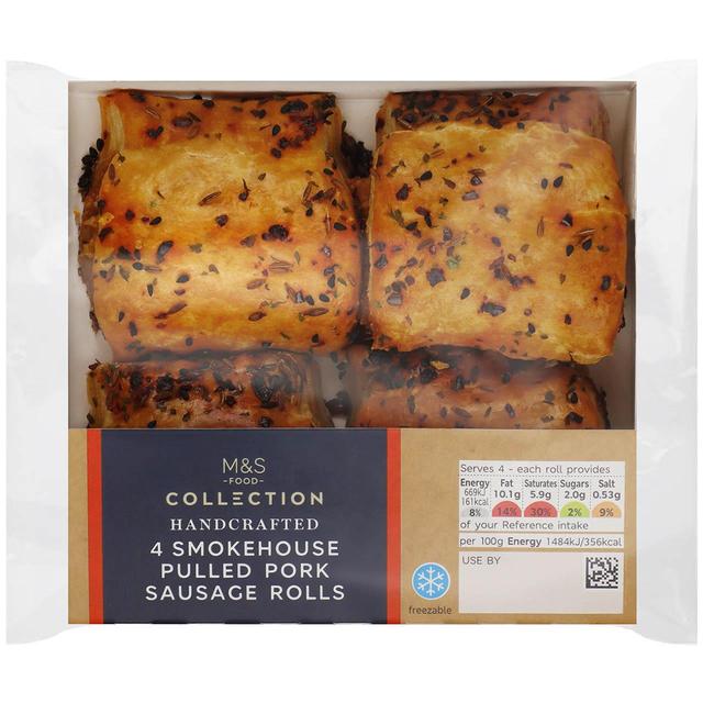 M & S Collection Pulled Pork Sausage Rolls, 4 Per Pack
