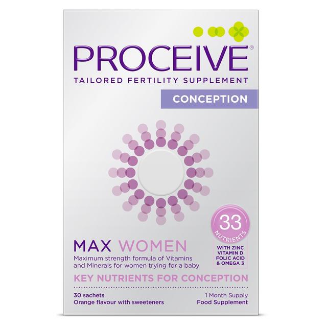 Proceive Women’s Max Orange Fertility Supplement Conception Sachets, 30 Per Pack
