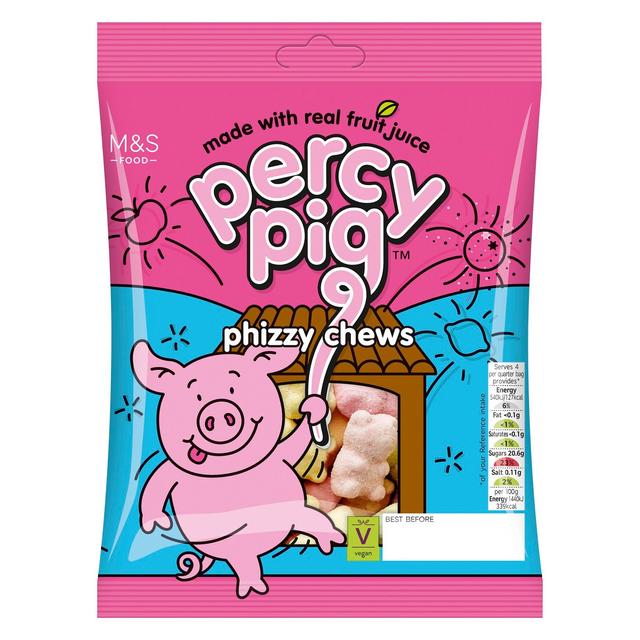 M & S Percy Pig Phizzy Chews Fruit Gums, 150g