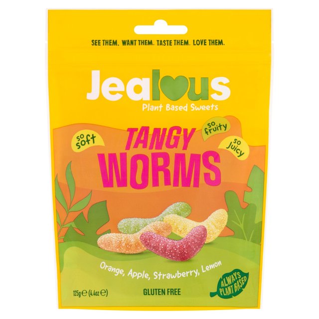 Jealous Sweets Tangy Worms Plant-based Gummy Sweets, 125g