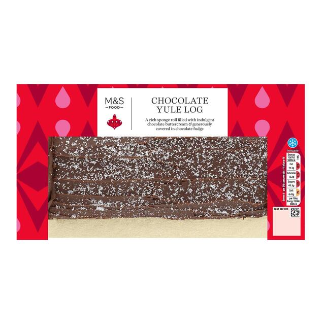 M&S Hand Decorated Chocolate Yule Log Ocado