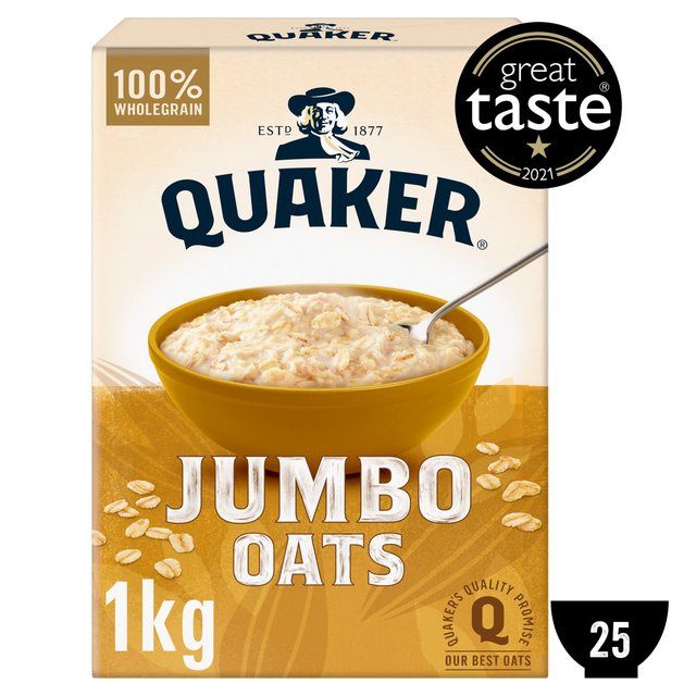 Quaker Oats Jumbo Rolled Oats Porridge Cereal, 1kg