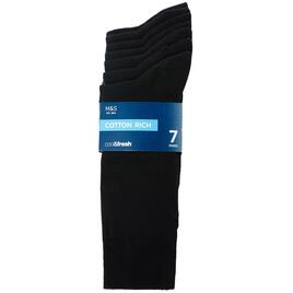 M&S Collection Cool & Fresh Cotton Rich Socks, 7 Pack, Black