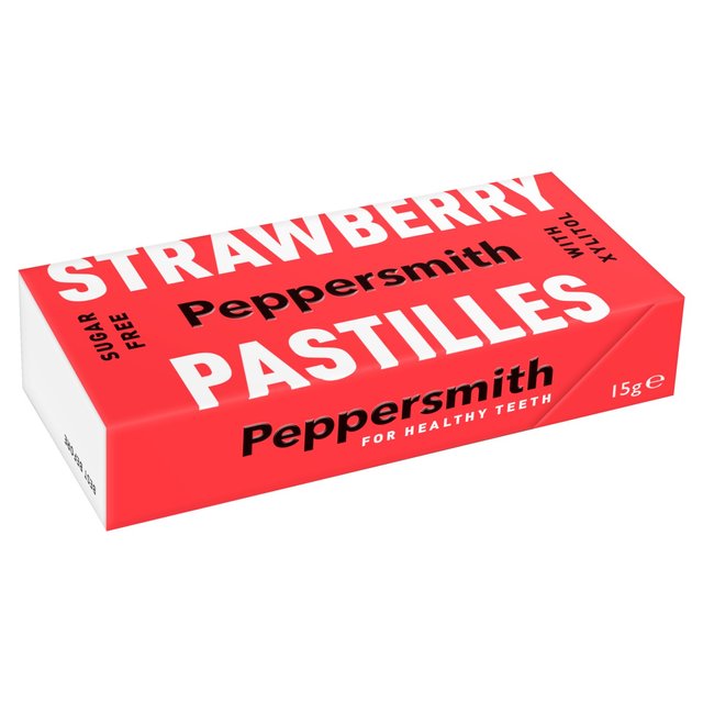 Peppersmith 100% Xylitol Strawberry Pastilles, 15g