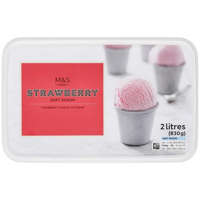 M & S Soft Scoop Strawberry Ice Cream, 2L