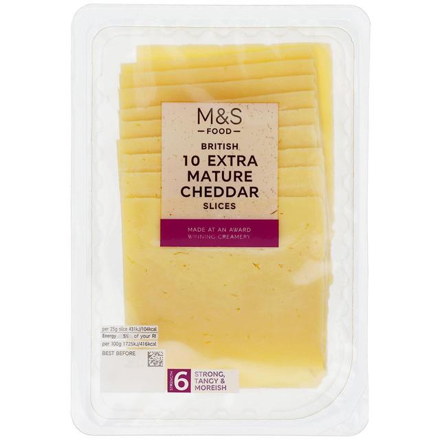 M & S British Extra Mature Cheddar 10 Slices, 250g