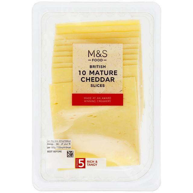 M & S British Mature Cheddar 10 Slices, 250g